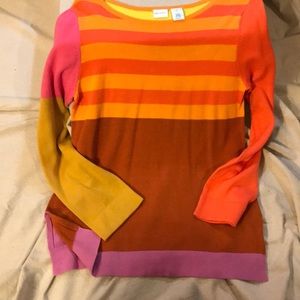 Sweater, Multi Stripe, M Isaac Mizrahi Long Sleeve